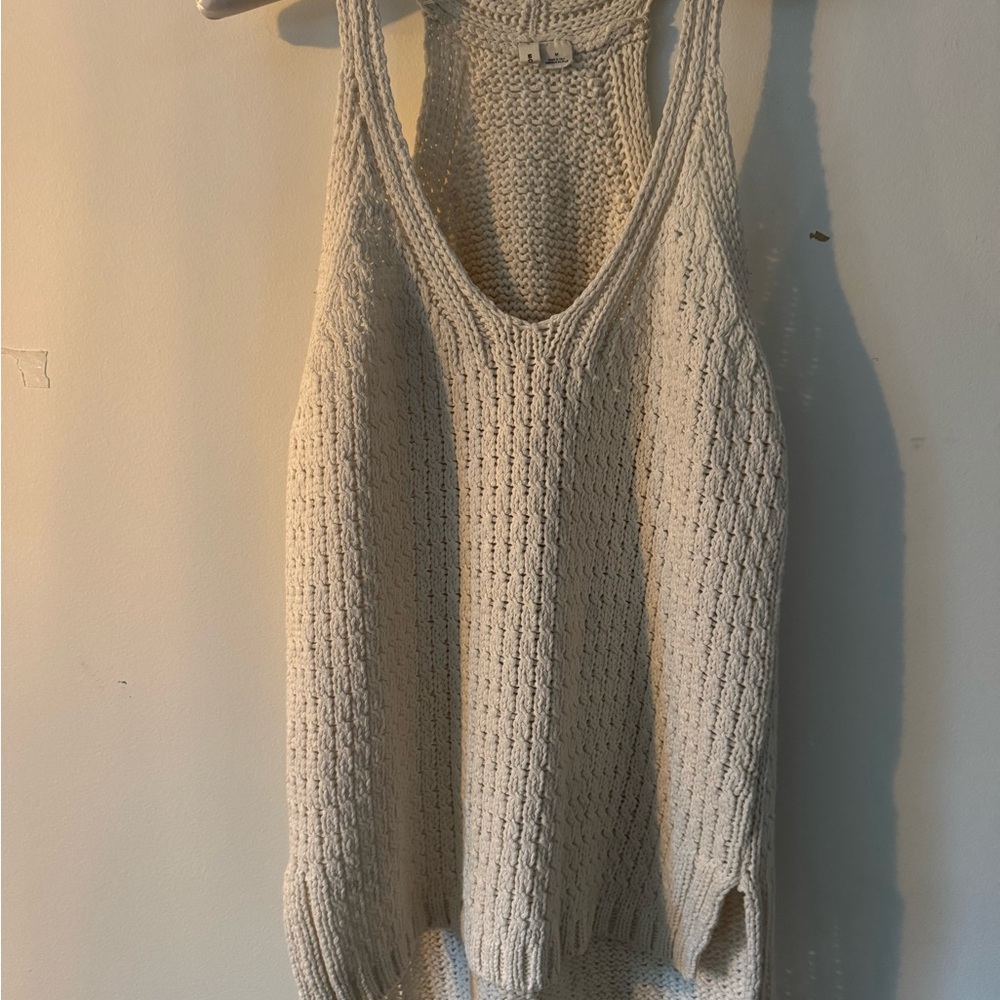 Anthropologie Moth Cream Ribbed Sleeveless Tank Top -new no tag
